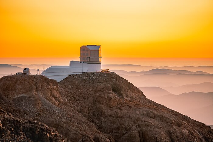 Sunset at Rubin Observatory on Cerro Pachón in Chile.